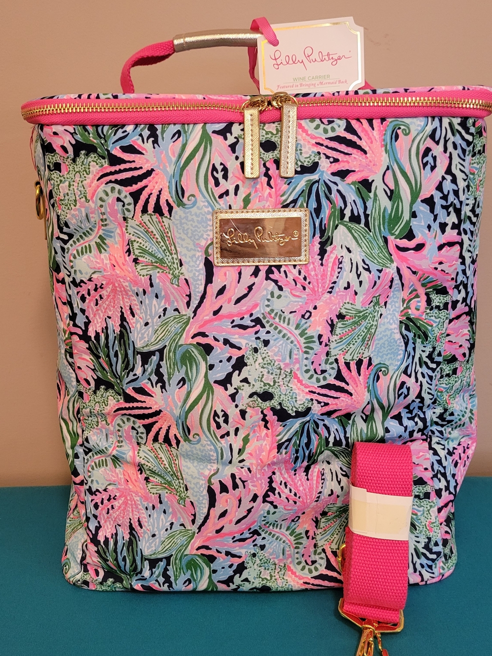 Lilly Pulitzer Wine Cooler Carrier In Bringing Mermaid Back Print